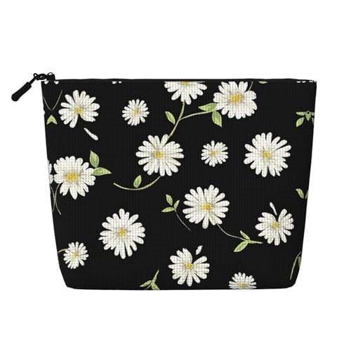 CADREWY Kulturbeutel mit Gänseblümchen-Aufdruck, einlagig, Make-up-Tasche, Reise-Kosmetik-Organizer, Arbeitstasche von CADREWY