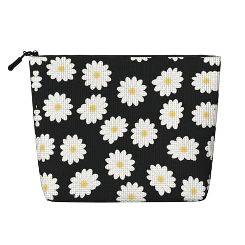 CADREWY Kulturbeutel mit Gänseblümchen-Motiv, einlagig, Make-up-Tasche, Reise-Kosmetik-Organizer, Arbeitstasche von CADREWY