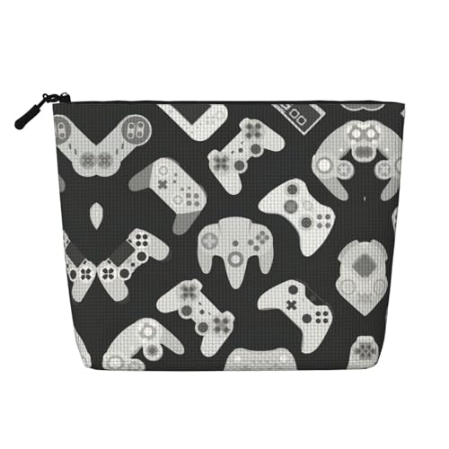 CADREWY Kulturbeutel mit Gamecontroller-Druck, einlagig, Make-up-Tasche, Reise-Kosmetik-Organizer, Arbeitstasche Essentials, Schwarz, Einheitsgröße von CADREWY