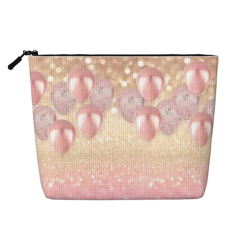 CADREWY Kulturbeutel mit Glitzerballon-Druck, einlagig, Make-up-Tasche, Reise-Kosmetik-Organizer, Arbeitstasche, Essentials, Schwarz, Einheitsgröße von CADREWY