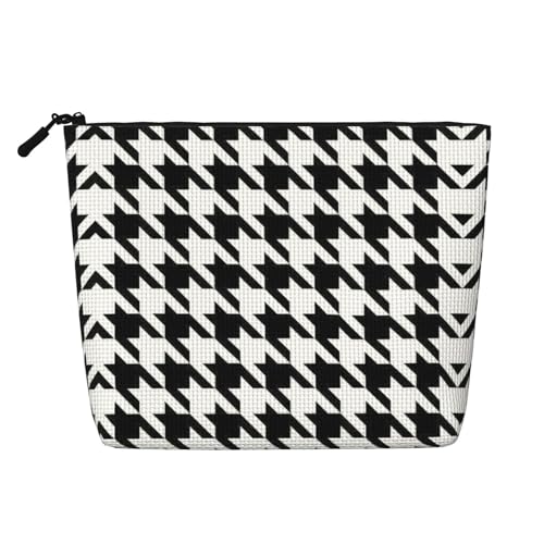 CADREWY Kulturbeutel mit Hahnentrittmuster, einlagig, Make-up-Tasche, Reise-Kosmetik-Organizer, Arbeitstasche, Schwarz, Einheitsgröße von CADREWY