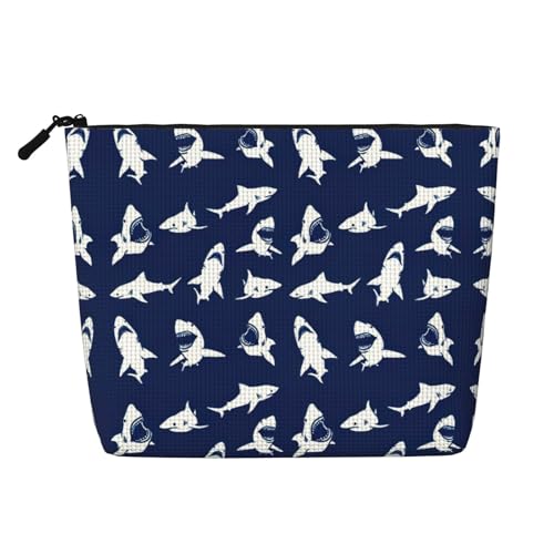 CADREWY Kulturbeutel mit Haifischmuster mit verschiedenen Gesten, einlagig, Make-up-Tasche, Reise-Kosmetik-Organizer, Arbeitstasche Essentials, Schwarz, Einheitsgröße von CADREWY