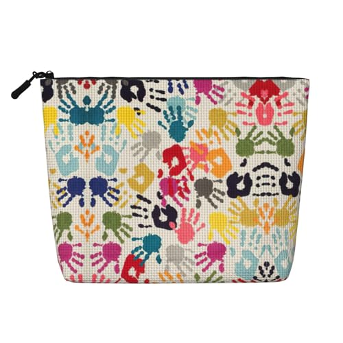 CADREWY Kulturbeutel mit Handaufdruck, einlagig, Make-up-Tasche, Reise-Kosmetik-Organizer, Arbeitstasche Essentials, Schwarz, Einheitsgröße von CADREWY