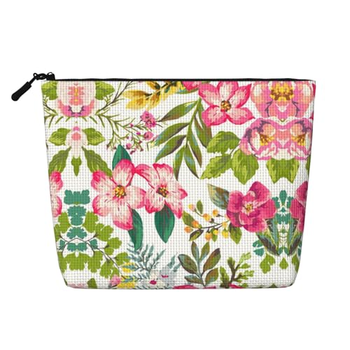 CADREWY Kulturbeutel mit Hibiskusblumen-Aufdruck, einlagig, Make-up-Tasche, Reise-Kosmetik-Organizer, Arbeitstasche Essentials, Schwarz, Einheitsgröße, Schwarz von CADREWY