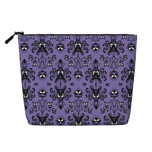 CADREWY Kulturbeutel mit Horror-Muster auf violettem Hintergrund, einlagig, Make-up-Tasche, Reise-Kosmetik-Organizer, Arbeitstasche Essentials, Schwarz, Einheitsgröße von CADREWY