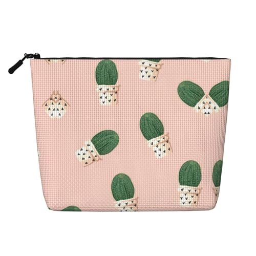 CADREWY Kulturbeutel mit Kaktus-Druck, einlagig, Make-up-Tasche, Reise-Kosmetik-Organizer, Arbeitstasche von CADREWY