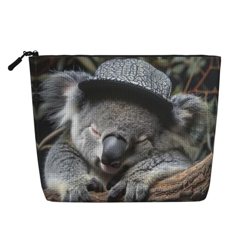CADREWY Kulturbeutel mit Koala-Kappen-Aufdruck, einlagig, Make-up-Tasche, Reise-Kosmetik-Organizer, Arbeitstasche von CADREWY