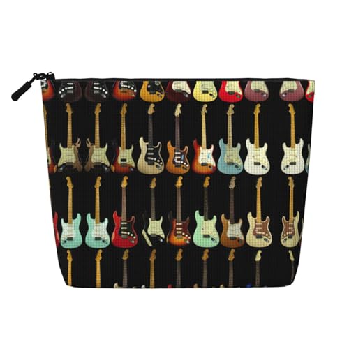 CADREWY Kulturbeutel mit Kunst-Gitarren-Muster, einlagig, Make-up-Tasche, Reise-Kosmetik-Organizer, Arbeitstasche von CADREWY