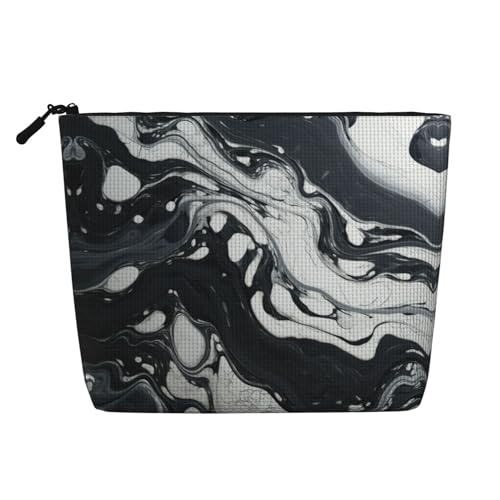 CADREWY Kulturbeutel mit Marmor-Druck, einlagig, Make-up-Tasche, Reise-Kosmetik-Organizer, Arbeitstasche von CADREWY