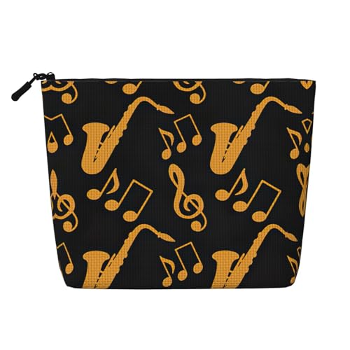 CADREWY Kulturbeutel mit Musiknoten-Aufdruck, einlagig, Make-up-Tasche, Reise-Kosmetik-Organizer, Arbeitstasche, Essentials, Schwarz, Einheitsgröße von CADREWY