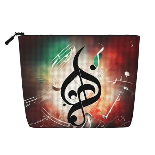 CADREWY Kulturbeutel mit Musiknoten-Aufdruck, einlagig, Make-up-Tasche, Reise-Kosmetik-Organizer, Arbeitstasche Essentials, Schwarz, Einheitsgröße von CADREWY