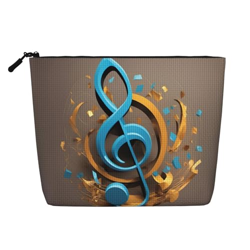 CADREWY Kulturbeutel mit Musiknoten-Aufdruck, einlagig, Make-up-Tasche, Reise-Kosmetik-Organizer, Arbeitstasche Essentials, Schwarz, Einheitsgröße von CADREWY