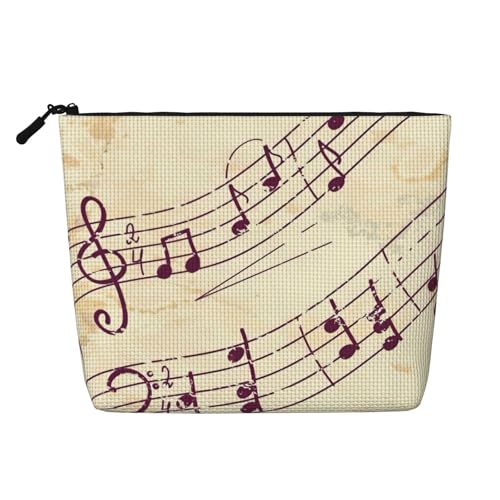 CADREWY Kulturbeutel mit Musiknoten-Blumendruck, einlagig, Make-up-Tasche, Reise-Kosmetik-Organizer, Arbeitstasche von CADREWY