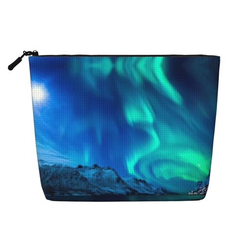 CADREWY Kulturbeutel mit Nordlicht-Druck, einlagig, Make-up-Tasche, Reise-Kosmetik-Organizer, Arbeitstasche von CADREWY