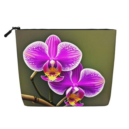 CADREWY Kulturbeutel mit Orchideen-Blumendruck, einlagig, Make-up-Tasche, Reise-Kosmetik-Organizer, Arbeitstasche Essentials, Schwarz, Einheitsgröße von CADREWY