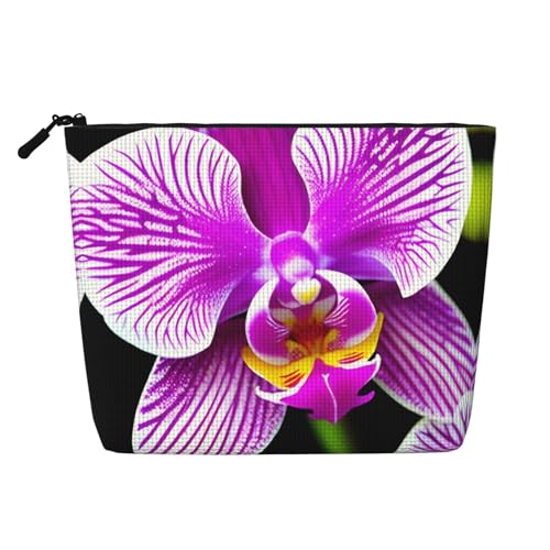 CADREWY Kulturbeutel mit Orchideen-Blumendruck, einlagig, Make-up-Tasche, Reise-Kosmetik-Organizer, Arbeitstasche von CADREWY