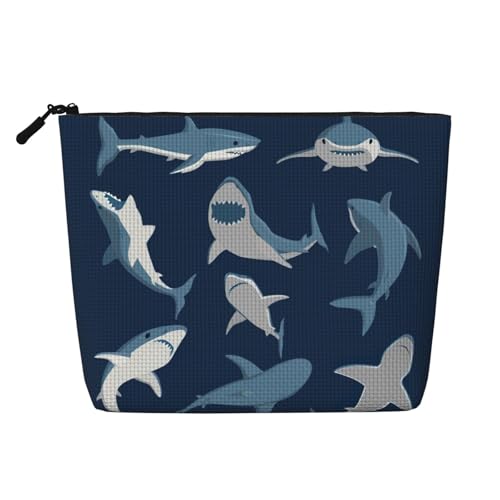 CADREWY Kulturbeutel mit Ozeanhai-Aufdruck, einlagig, Make-up-Tasche, Reise-Kosmetik-Organizer, Arbeitstasche von CADREWY