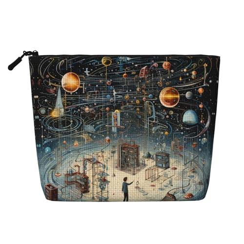 CADREWY Kulturbeutel mit Physik-Aufdruck, einlagig, Make-up-Tasche, Reise-Kosmetik-Organizer, Arbeitstasche Essentials, Schwarz, Einheitsgröße von CADREWY