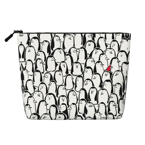 CADREWY Kulturbeutel mit Pinguin-Aufdruck, einlagig, Make-up-Tasche, Reise-Kosmetik-Organizer, Arbeitstasche Essentials, Schwarz, Einheitsgröße, Schwarz, Einheitsgröße von CADREWY