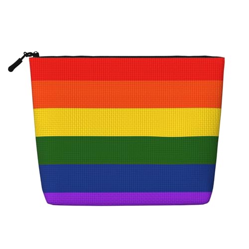 CADREWY Kulturbeutel mit Regenbogen-Flagge, einlagig, Make-up-Tasche, Reise-Kosmetik-Organizer, Arbeitstasche von CADREWY