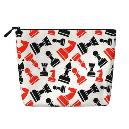 CADREWY Kulturbeutel mit Schachmuster-Druck, einlagig, Make-up-Tasche, Reise-Kosmetik-Organizer, Arbeitstasche Essentials, Schwarz, Einheitsgröße, Schwarz, Einheitsgröße von CADREWY