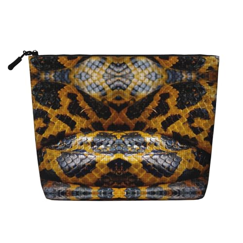 CADREWY Kulturbeutel mit Schlangen-Aufdruck, einlagig, Make-up-Tasche, Reise-Kosmetik-Organizer, Arbeitstasche Essentials, Schwarz, Einheitsgröße von CADREWY