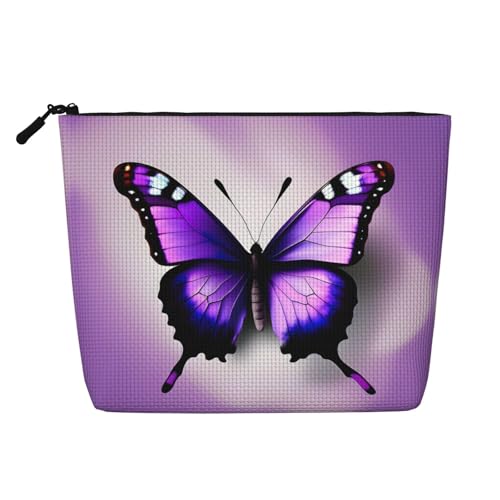 CADREWY Kulturbeutel mit Schmetterlings-Aufdruck, einlagig, Make-up-Tasche, Reise-Kosmetik-Organizer, Arbeitstasche, Essentials, Schwarz, Einheitsgröße von CADREWY