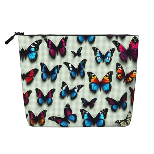 CADREWY Kulturbeutel mit Schmetterlings- und Cellodruck, einlagig, Make-up-Tasche, Reise-Kosmetik-Organizer, Arbeitstasche von CADREWY