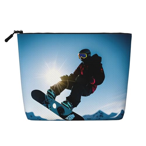 CADREWY Kulturbeutel mit Snowboard-Bild-Aufdruck, einlagig, Make-up-Tasche, Reise-Kosmetik-Organizer, Arbeitstasche Essentials, Schwarz, Einheitsgröße von CADREWY