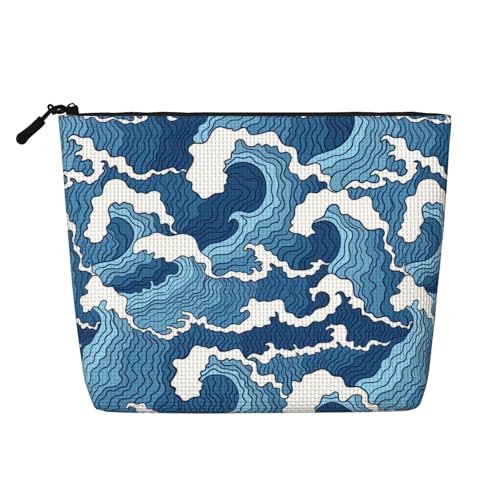 CADREWY Kulturbeutel mit Stormy Sea Print, einlagig, Make-up-Tasche, Reise-Kosmetik-Organizer, Arbeitstasche von CADREWY