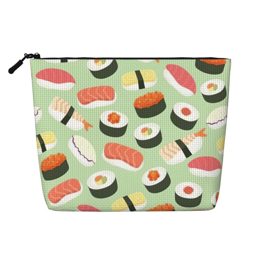 CADREWY Kulturbeutel mit Sushi-Lebensmittelmuster, einlagig, Make-up-Tasche, Reise-Kosmetik-Organizer, Arbeitstasche von CADREWY