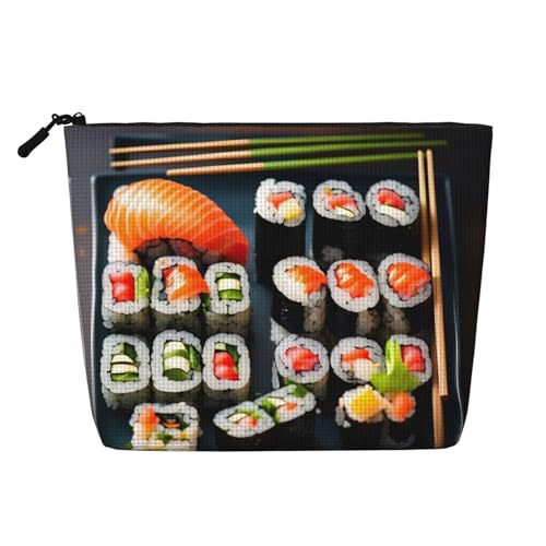 CADREWY Kulturbeutel mit Sushi-Muster, einlagig, Make-up-Tasche, Reise-Kosmetik-Organizer, Arbeitstasche von CADREWY