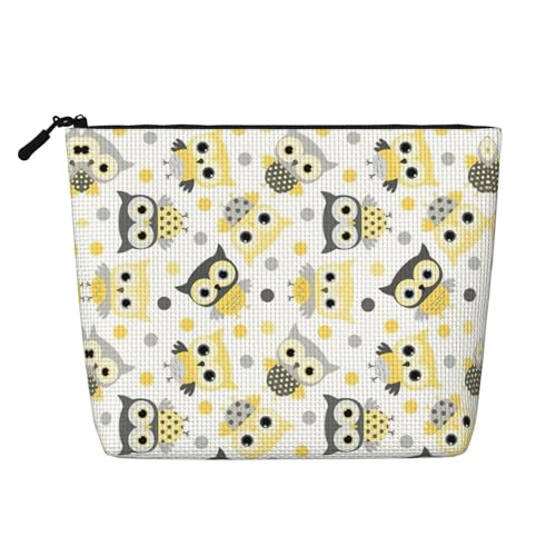 CADREWY Kulturbeutel mit Tier-Cartoon-Eulen, niedlicher Druck, einlagig, Make-up-Tasche, Reise-Kosmetik-Organizer, Arbeitstasche, Essentials, schwarz, Einheitsgröße von CADREWY