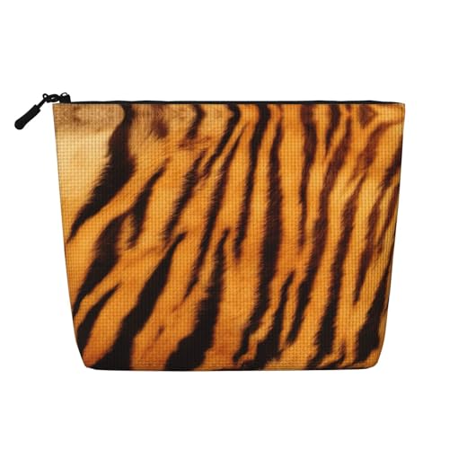 CADREWY Kulturbeutel mit Tiger-Streifenmuster, einlagig, Make-up-Tasche, Reise-Kosmetik-Organizer, Arbeitstasche, Essentials, Schwarz, Einheitsgröße von CADREWY