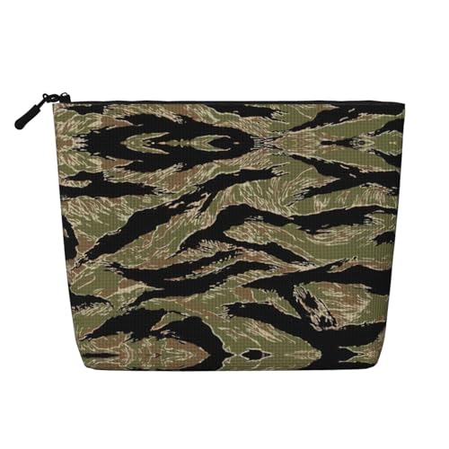 CADREWY Kulturbeutel mit Tigerstreifen, Camouflage-Druck, einlagig, Make-up-Tasche, Reise-Kosmetik-Organizer, Arbeitstasche, Essentials, Schwarz, Einheitsgröße von CADREWY