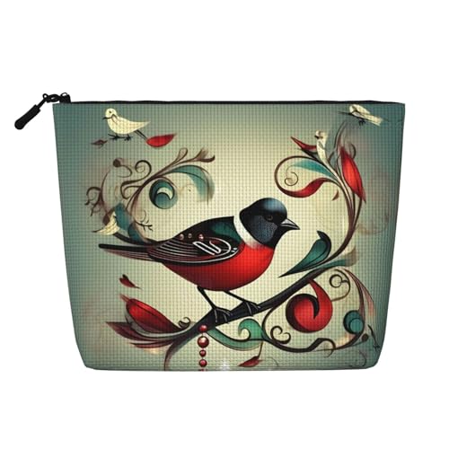 CADREWY Kulturbeutel mit Vogelmotiv, einlagig, Make-up-Tasche, Reise-Kosmetik-Organizer, Arbeitstasche von CADREWY