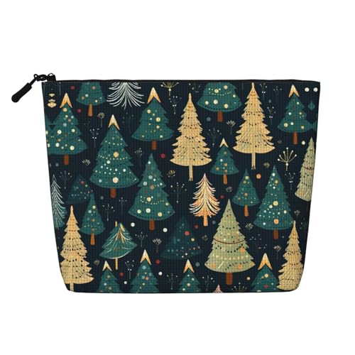 CADREWY Kulturbeutel mit Weihnachtsbaum-Aufdruck, einlagig, Make-up-Tasche, Reise-Kosmetik-Organizer, Arbeitstasche von CADREWY