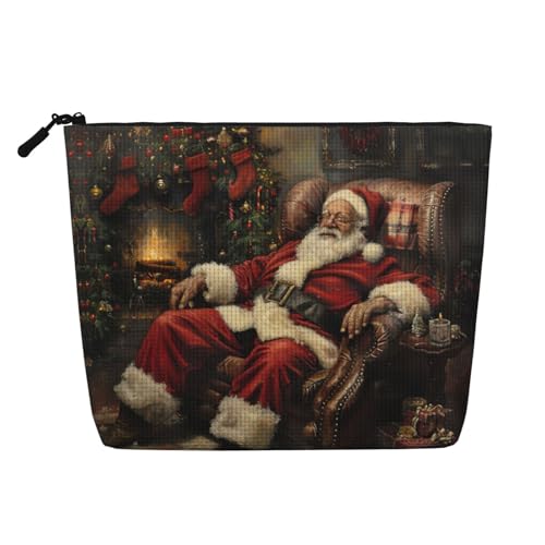 CADREWY Kulturbeutel mit Weihnachtsdruck, einlagig, Make-up-Tasche, Reise-Kosmetik-Organizer, Arbeitstasche Essentials, Schwarz, Einheitsgröße von CADREWY