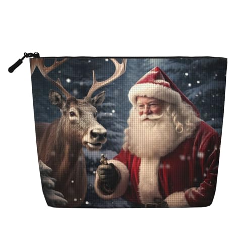 CADREWY Kulturbeutel mit Weihnachtsmann-Aufdruck, einlagig, Make-up-Tasche, Reise-Kosmetik-Organizer, Arbeitstasche von CADREWY