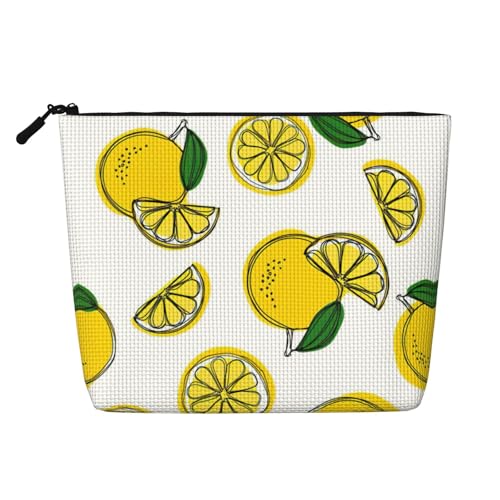 CADREWY Kulturbeutel mit Zitronenfrucht-Muster, einlagig, Make-up-Tasche, Reise-Kosmetik-Organizer, Arbeitstasche, Essentials, Schwarz, Einheitsgröße von CADREWY