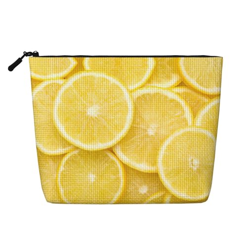CADREWY Kulturbeutel mit Zitronenmuster, einlagig, Make-up-Tasche, Reise-Kosmetik-Organizer, Arbeitstasche von CADREWY