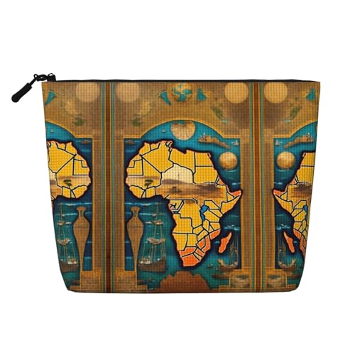 CADREWY Kulturbeutel mit abstraktem Weltkarten-Druck, einlagig, Make-up-Tasche, Reise-Kosmetik-Organizer, Arbeitstasche Essentials, Schwarz, Einheitsgröße von CADREWY