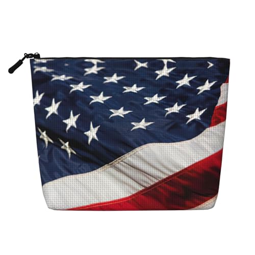 CADREWY Kulturbeutel mit amerikanischer Flagge, einlagig, Make-up-Tasche, Reise-Kosmetik-Organizer, Arbeitstasche Essentials, Schwarz, Einheitsgröße von CADREWY