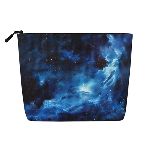 CADREWY Kulturbeutel mit blauem Galaxie-Druck, einlagig, Make-up-Tasche, Reise-Kosmetik-Organizer, Arbeitstasche Essentials, Schwarz, Einheitsgröße von CADREWY