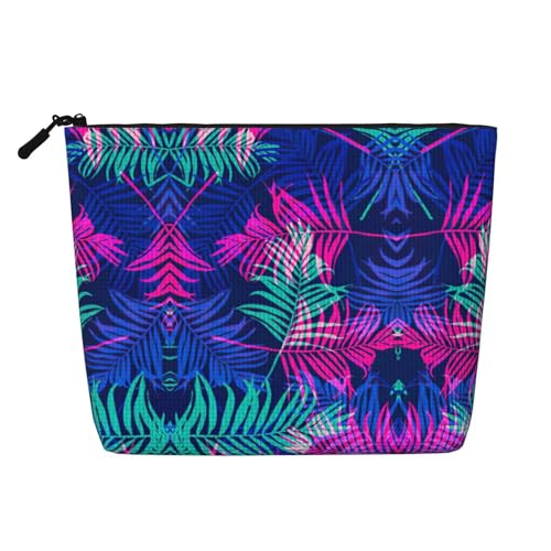 CADREWY Kulturbeutel mit buntem Blätter-Druck, einlagig, Make-up-Tasche, Reise-Kosmetik-Organizer, Arbeitstasche Essentials, Schwarz, Einheitsgröße, Schwarz von CADREWY