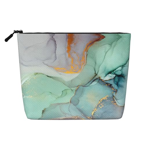 CADREWY Kulturbeutel mit buntem Marmor-Druck, einlagig, Make-up-Tasche, Reise-Kosmetik-Organizer, Arbeitstasche von CADREWY