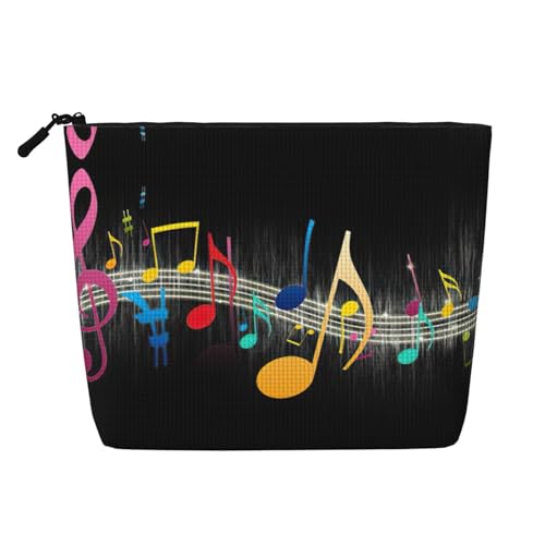 CADREWY Kulturbeutel mit buntem Musiknoten-Aufdruck, einlagig, Make-up-Tasche, Reise-Kosmetik-Organizer, Arbeitstasche, Essentials, Schwarz, Einheitsgröße von CADREWY