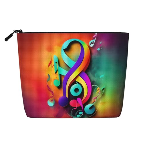 CADREWY Kulturbeutel mit buntem Musiknoten-Druck, einlagig, Make-up-Tasche, Reise-Kosmetik-Organizer, Arbeitstasche von CADREWY