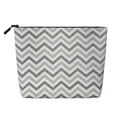 CADREWY Kulturbeutel mit grauem Streifendruck, einlagig, Make-up-Tasche, Reise-Kosmetik-Organizer, Arbeitstasche von CADREWY