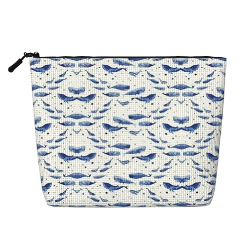 CADREWY Kulturbeutel mit kleinem Blauwal-Motiv, einlagig, Make-up-Tasche, Reise-Kosmetik-Organizer, Arbeitstasche von CADREWY